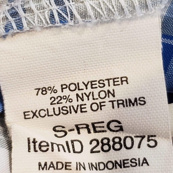 LL Bean Men's Small Blue Plaid Short Sleeve Button Down Shirt Mesh Lined Fish - Picture 11 of 13